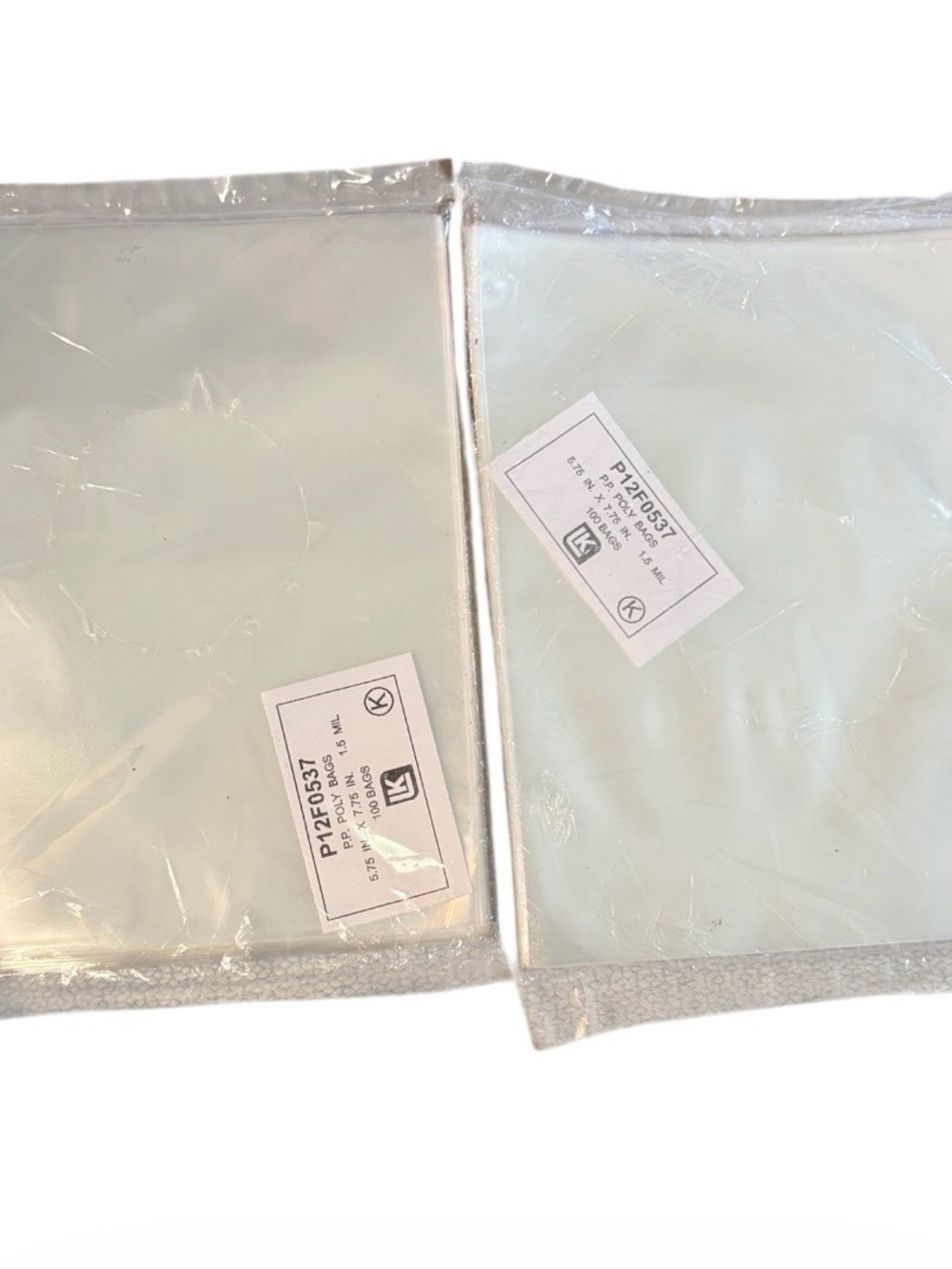 2-Pack P12F0537 Clear Open Ended Polybags 5.75” x 7.75” 1.5 mil NWT
